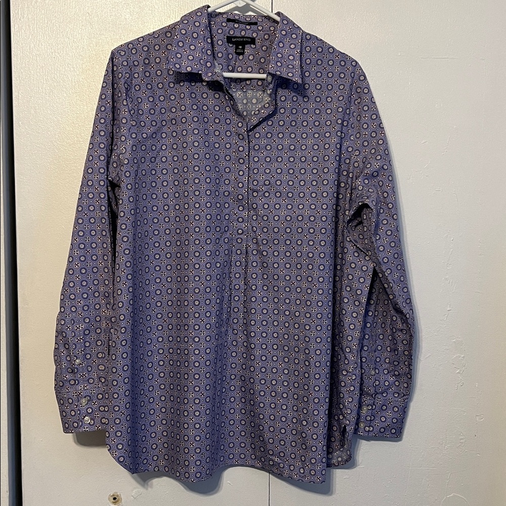 Land’s End Non-Iron Supima Lavender Shirt Size 18